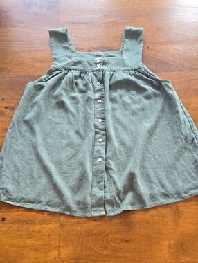 Entro Green Button-Front Linen Tank Size Large